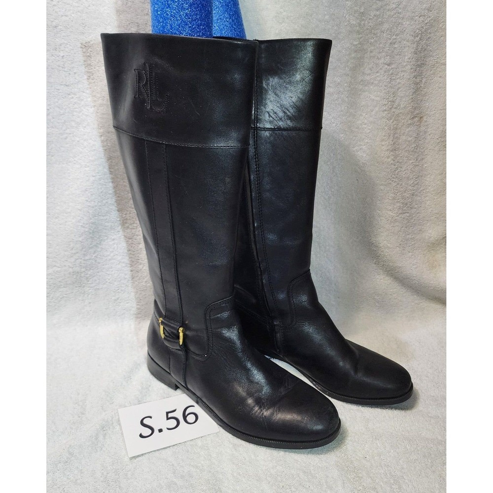 S.056- Ralph Lauren Bernadine Black Riding boots, size 8B, pre-owned